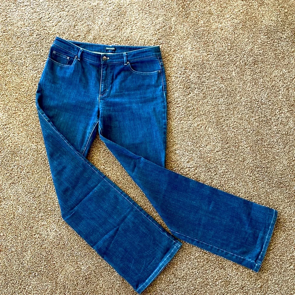 TAHARI Jeans straight leg dark blue Size 10 Roomy - Picture 3 of 13